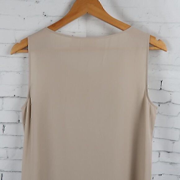 CHICO'S TAN SLEEVELESS ROUND NECK TANK TOP WITH GOLD METAL POLKA DOT DETAIL - Picture 9 of 9